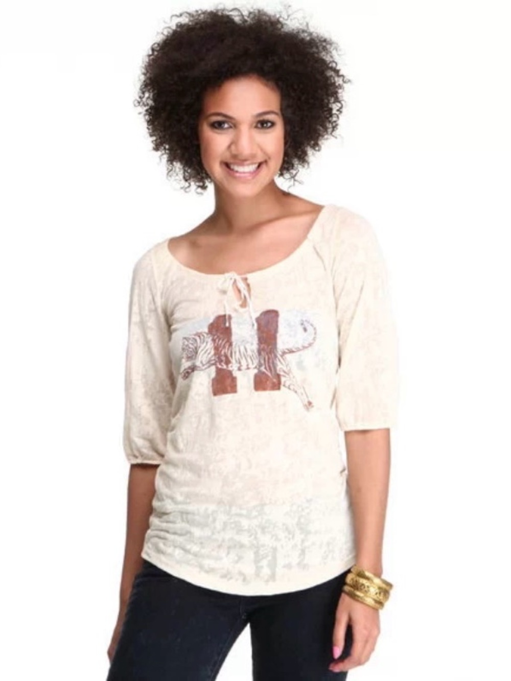 NWOT Free People burnout tiger top—Size small